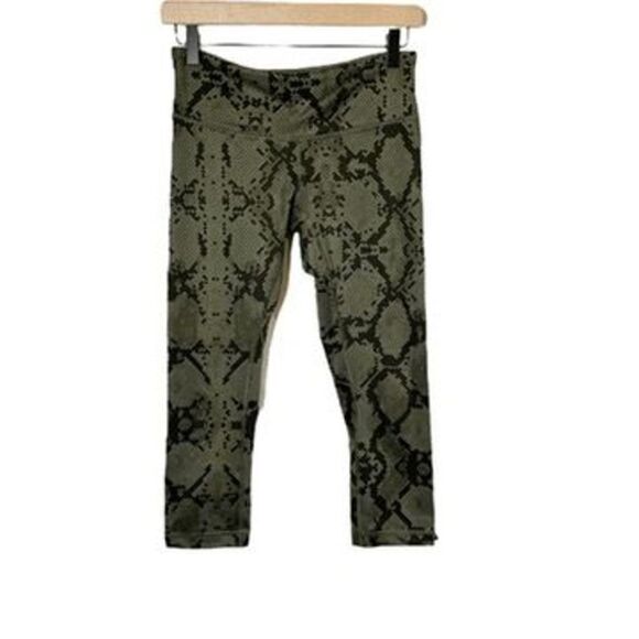 Lululemon LikeNew Wunder Under Crop‎ 6 Ziggy Snake Fatigue Green Full-On Luon - Picture 1 of 11